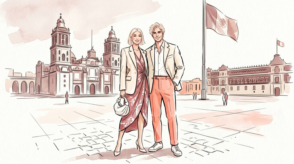 Pareja con estilo en el Fan Fest de la Ciudad de México.