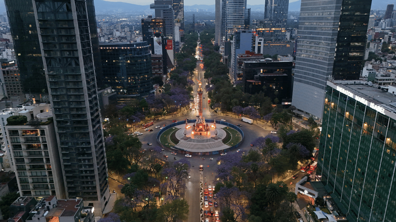 Mobile Massage in Mexico City 15 Paseo de la Reforma at dusk, Mexico City