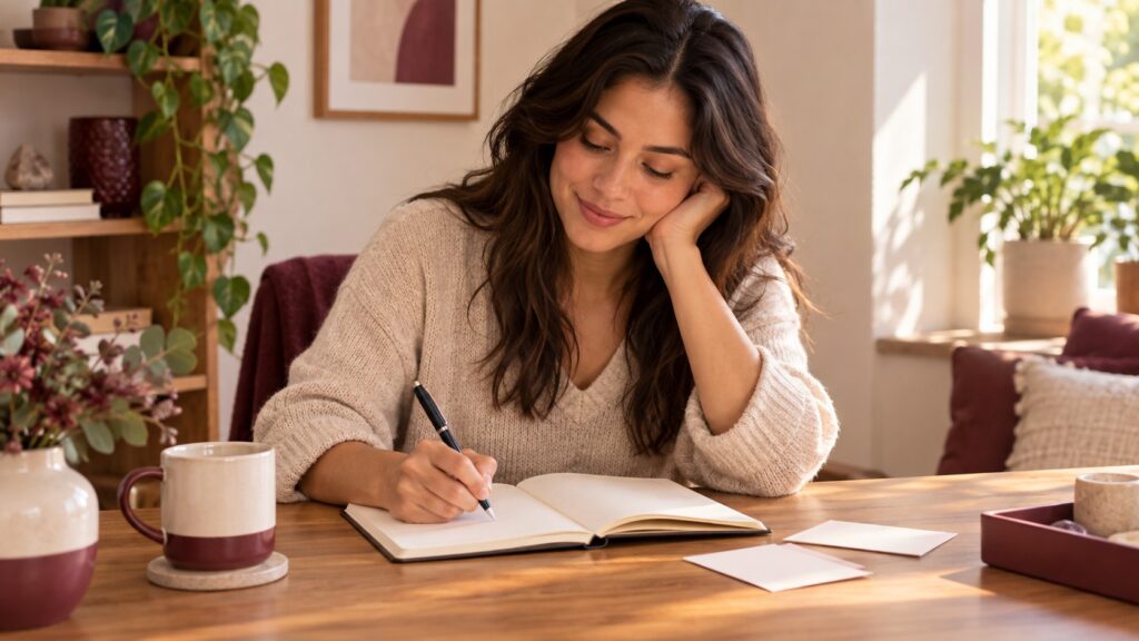 Persona organizando una semana en un cuaderno