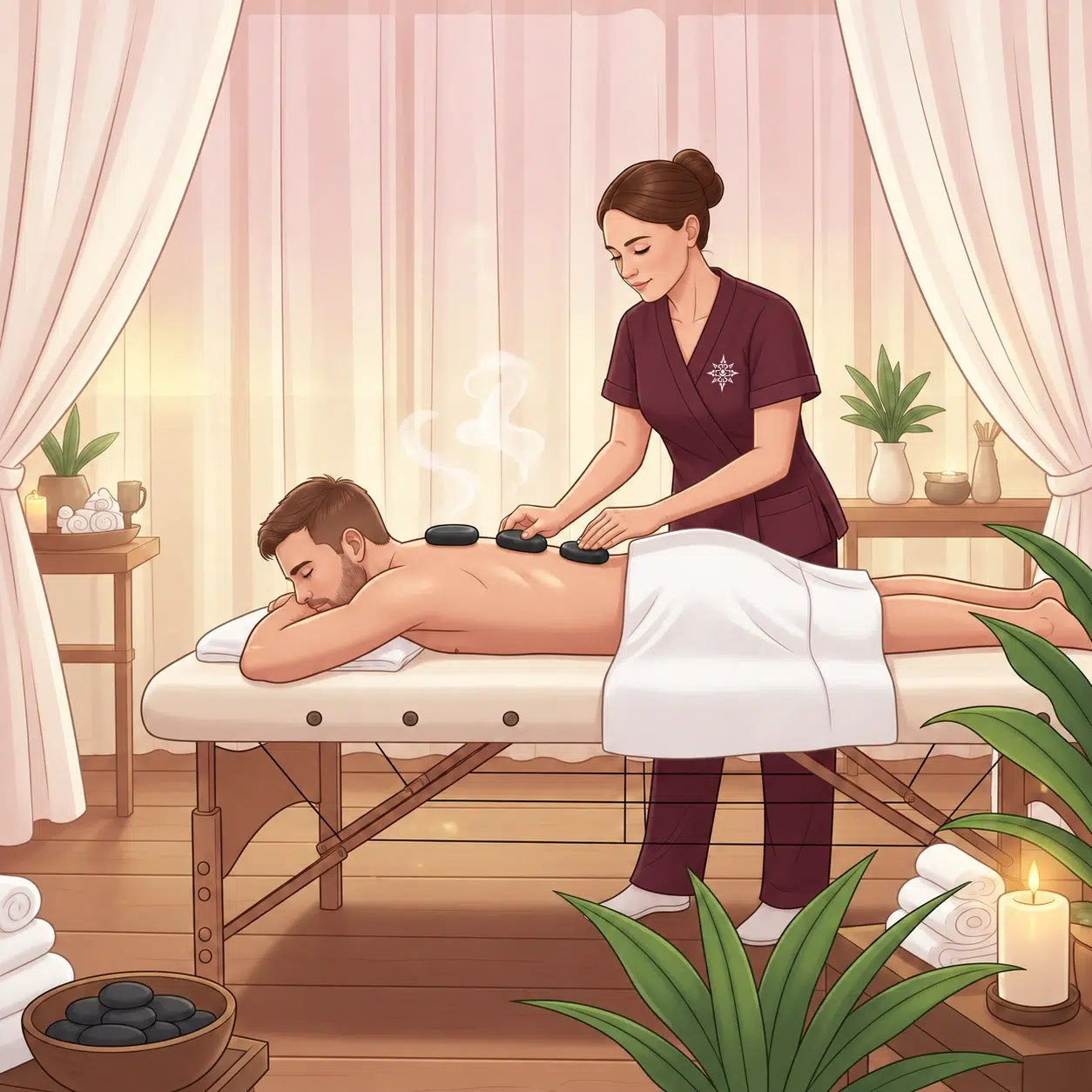 Masaje con piedras calientes a domicilio