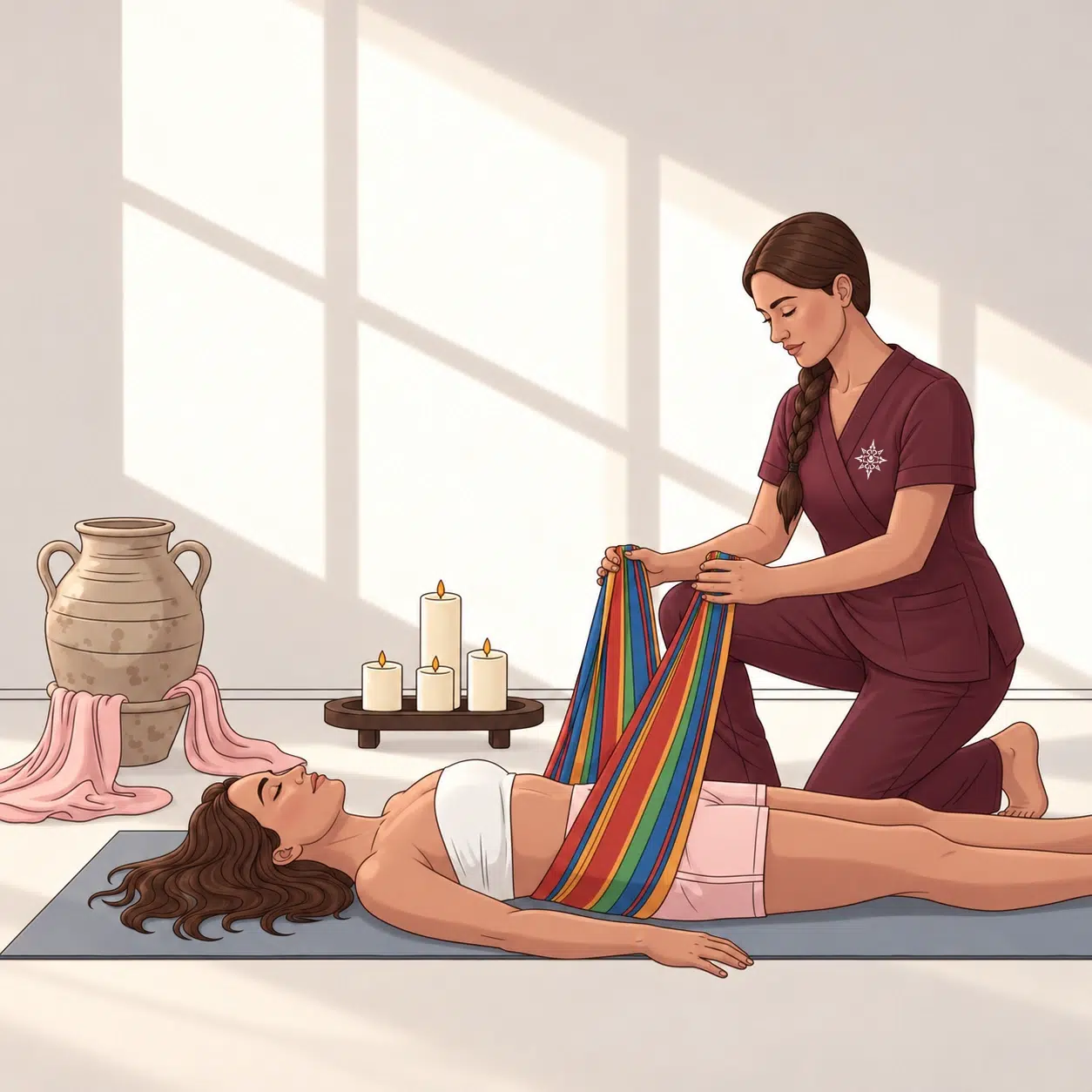Masaje maya con rebozo a domicilio