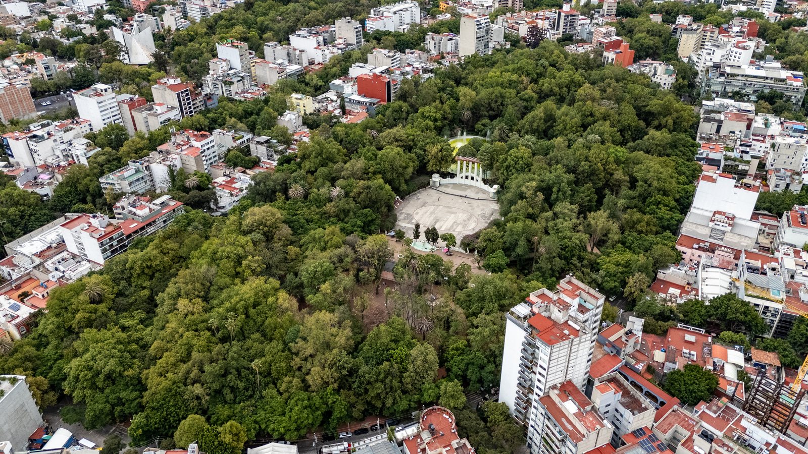 Vista aérea del Parque México, Ciudad de México